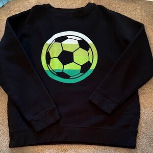 Black Crewneck Sweatshirt with Soccer Ball Design size Youth Large - Never worn